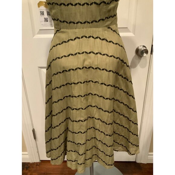 Postmark Green & Navy Blue Embroidered Striped Button-Up Dress Size 2 - Picture 7 of 8